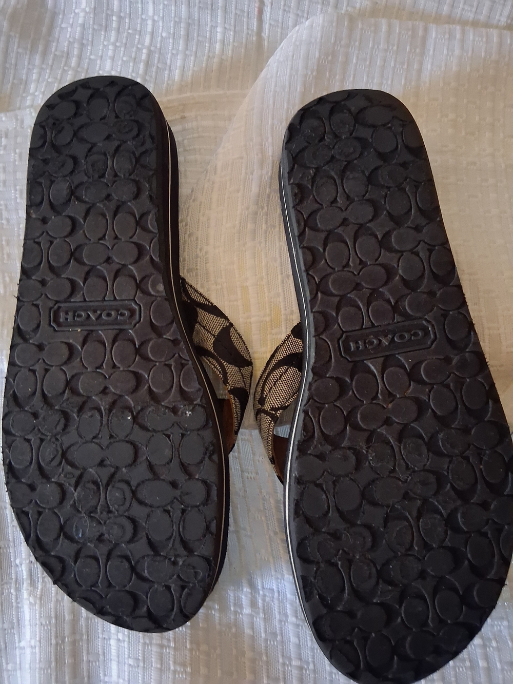 Coach Black and Tan Signature Logo Thong Sandals - Picture 6 of 6